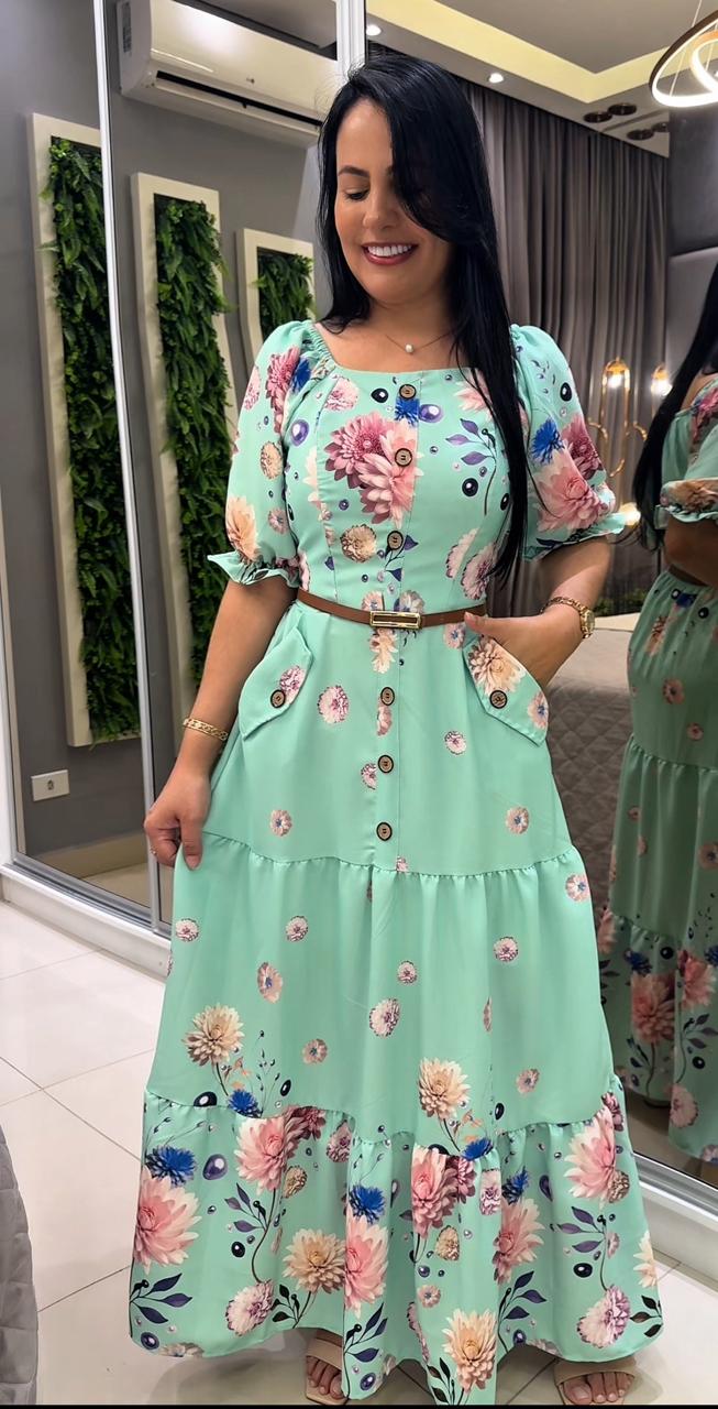 031 - Vestido Longo com Cinto