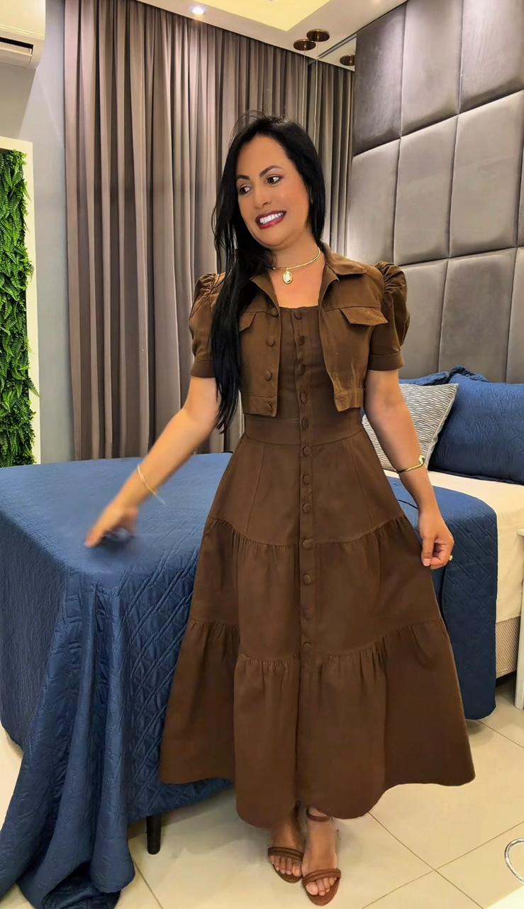 605 - Conjunto Vestido Casaqueto