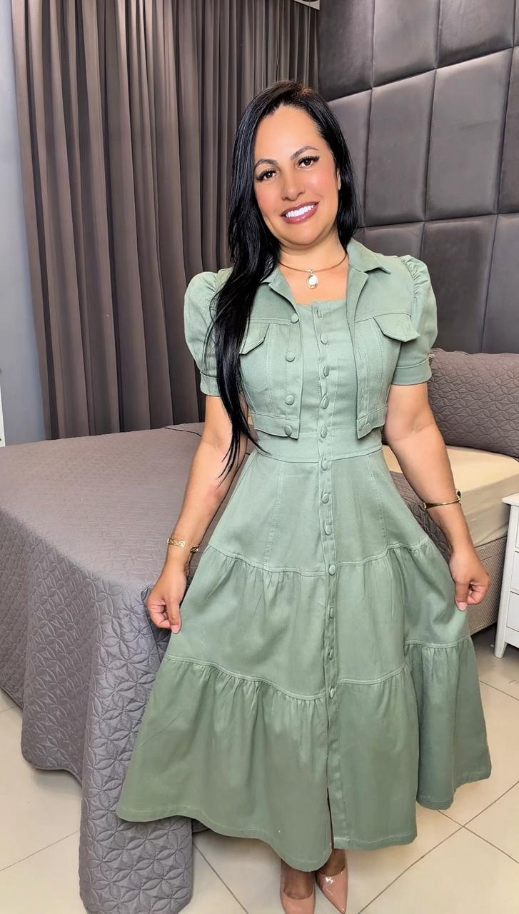 605 - Conjunto Vestido Casaqueto