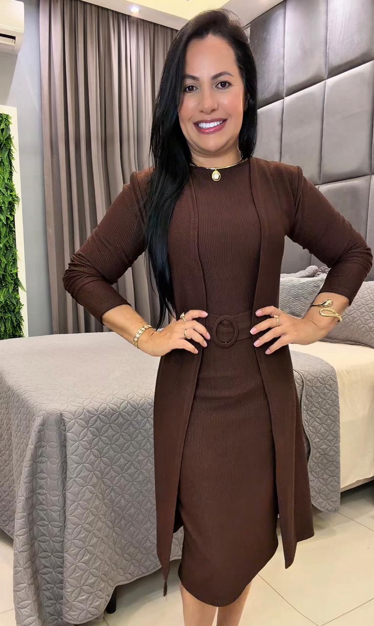 622 - Conjunto Vestido Cardigã