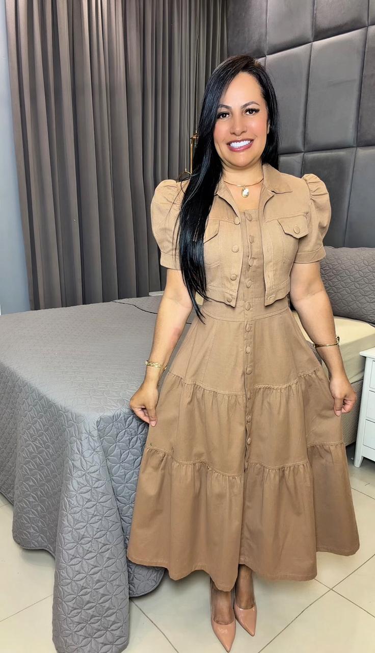 605 - Conjunto Vestido Casaqueto