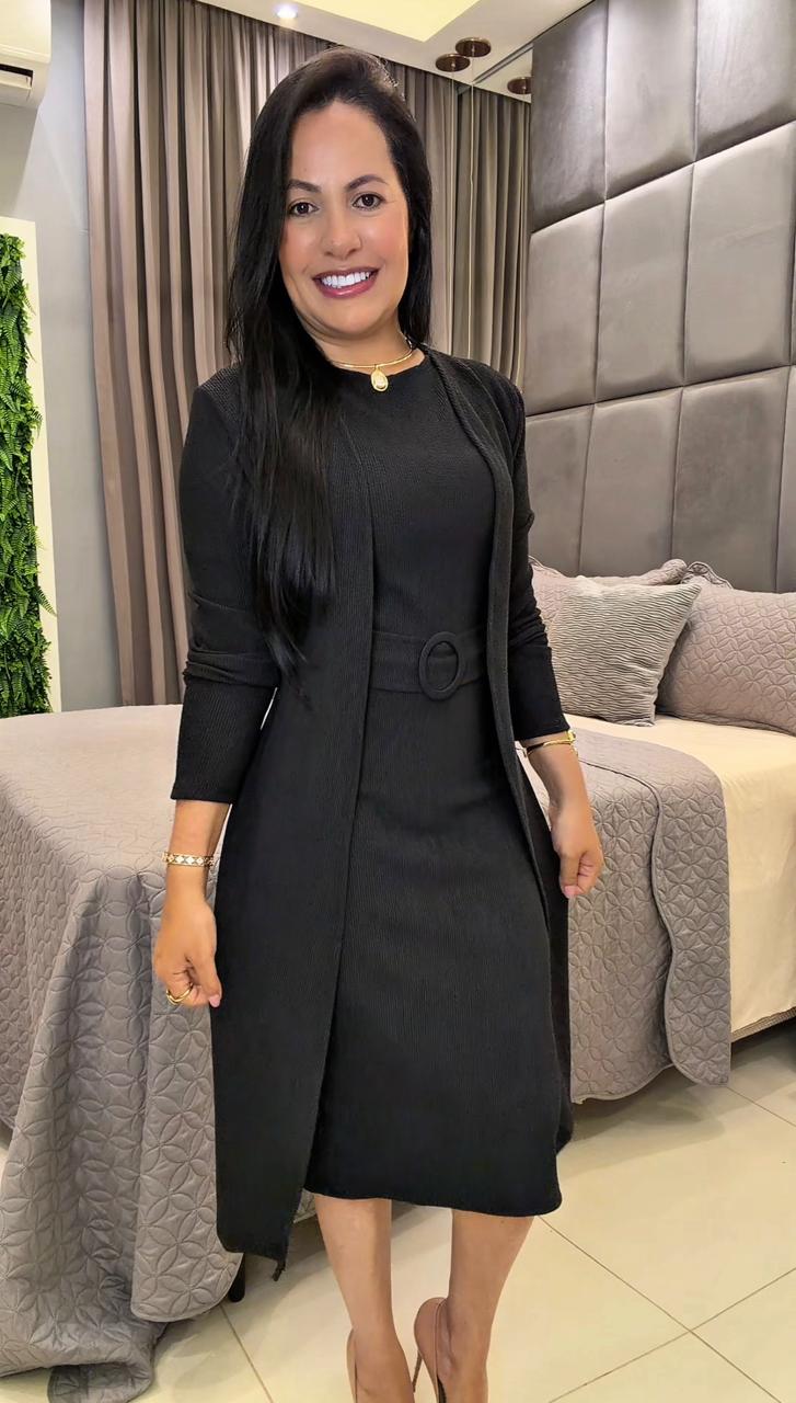 622 - Conjunto Vestido Cardigã