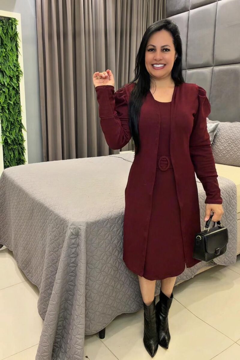 700 - Conjunto Vestido Cardigã