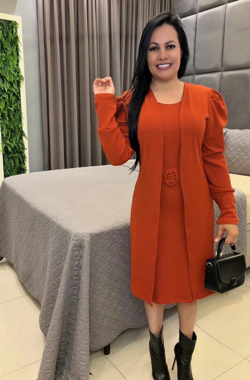 700 - Conjunto Vestido Cardigã