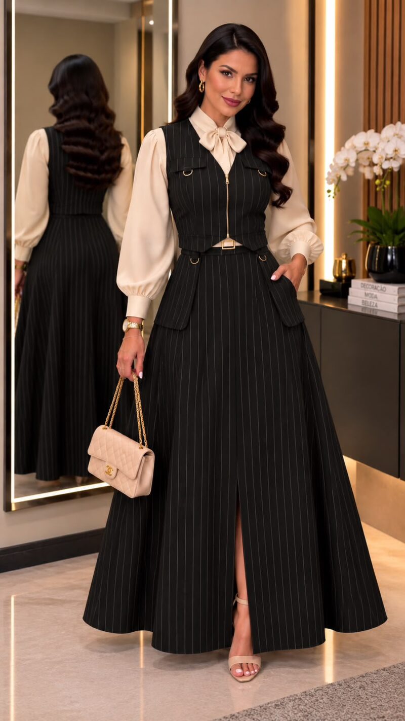 736 - Conjunto Preto Listras
