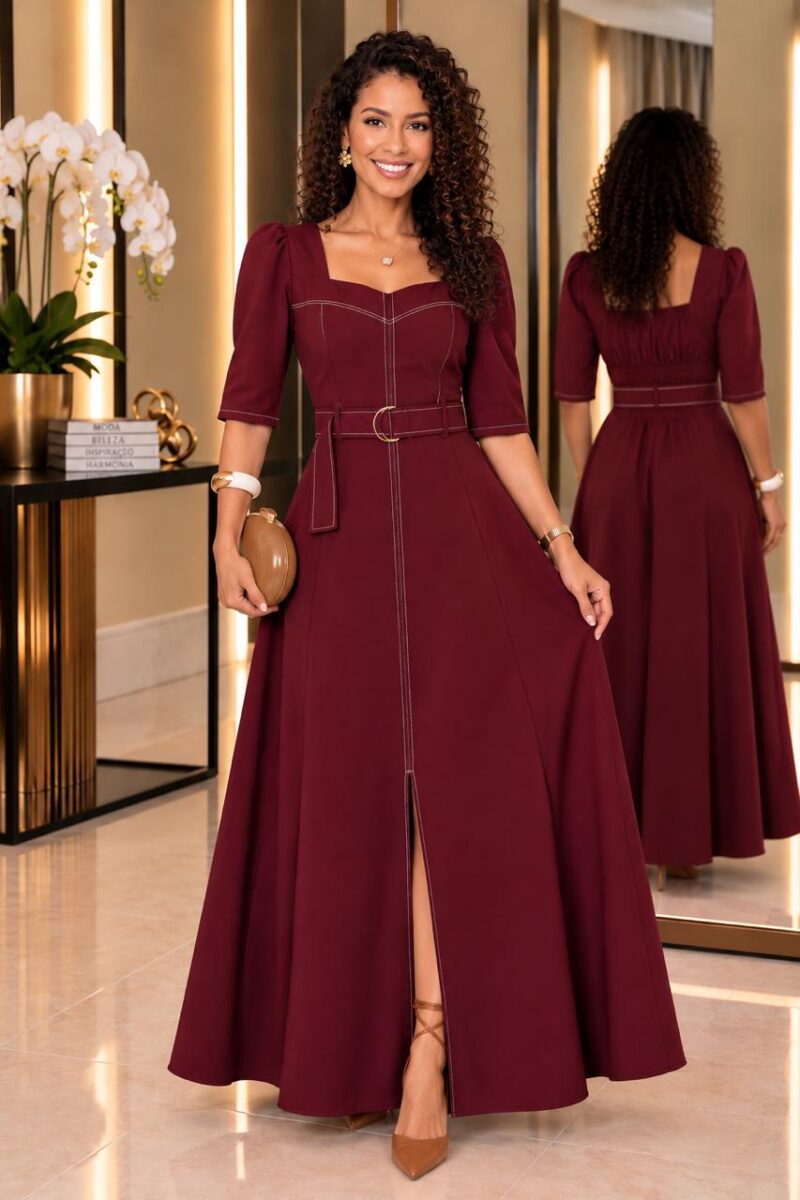 749 - Vestido Thais Vinho