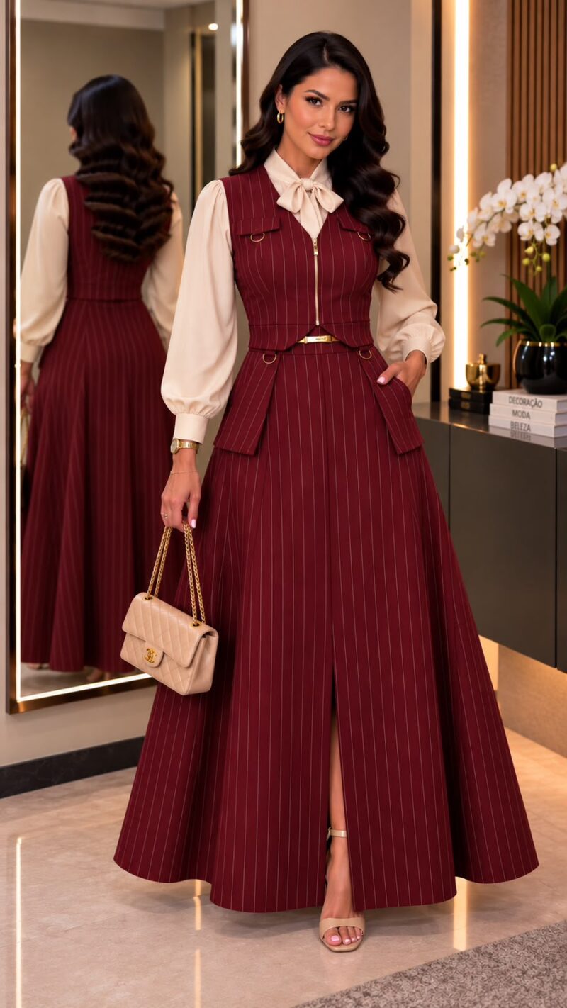 736 - Conjunto Vermelho Listras